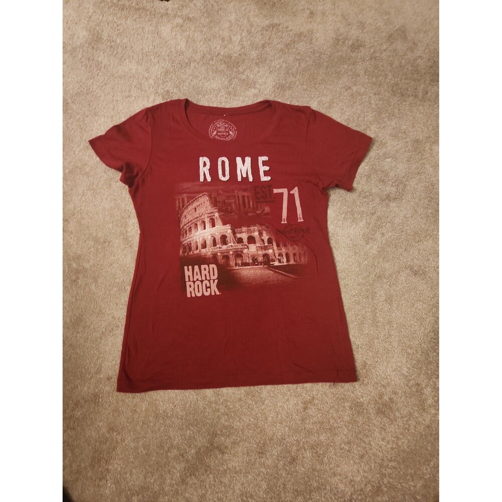 Hard Rock Cafe Women's "Rome" Red Fitted T-Shirt Size S